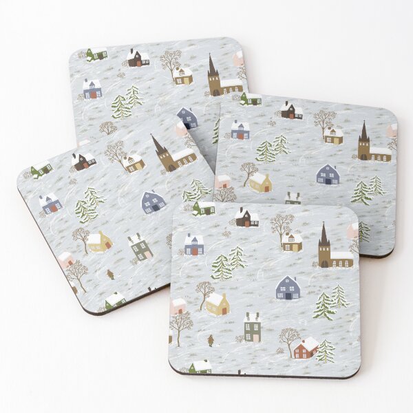 Item preview, Dog walking in the wintery village designed and sold by Ema Tudose.