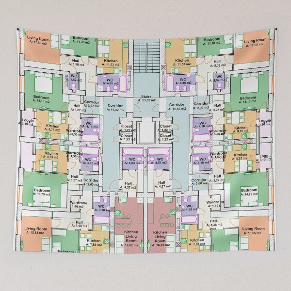 Item preview, Architectural project of a multistory building floor plan designed and sold by Familyshmot.
