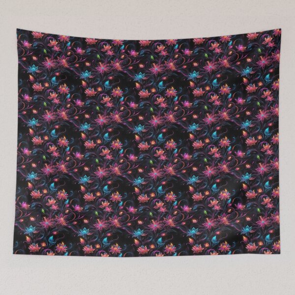 Item preview, NEON FLOWERS ON BLACK BACKGROUND designed and sold by NAG5089A.