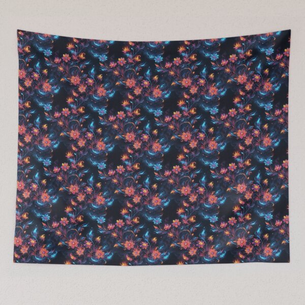 Item preview, NEON FLOWERS ON DARK BLUE BACKGROUND designed and sold by NAG5089A.