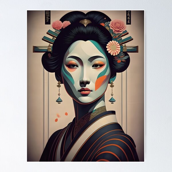 Beauty in Symmetry: Japanese Woman Poster