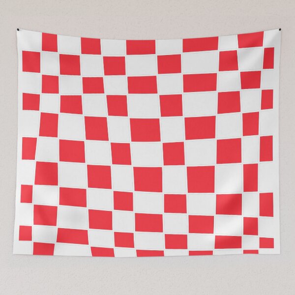 Item preview, estampado de cuadrados irregulares en blanco y rojo designed and sold by ArtKar.