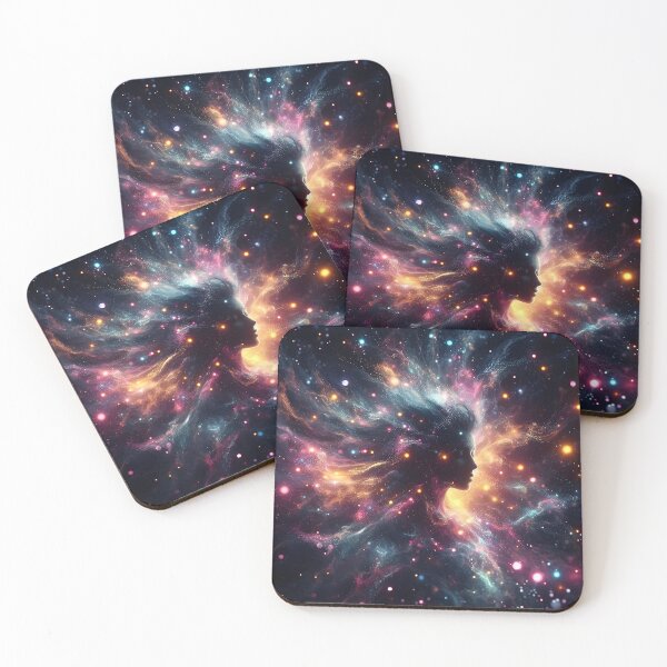 Item preview, Beautiful girl face in space with stars designed and sold by neonbubblez3.