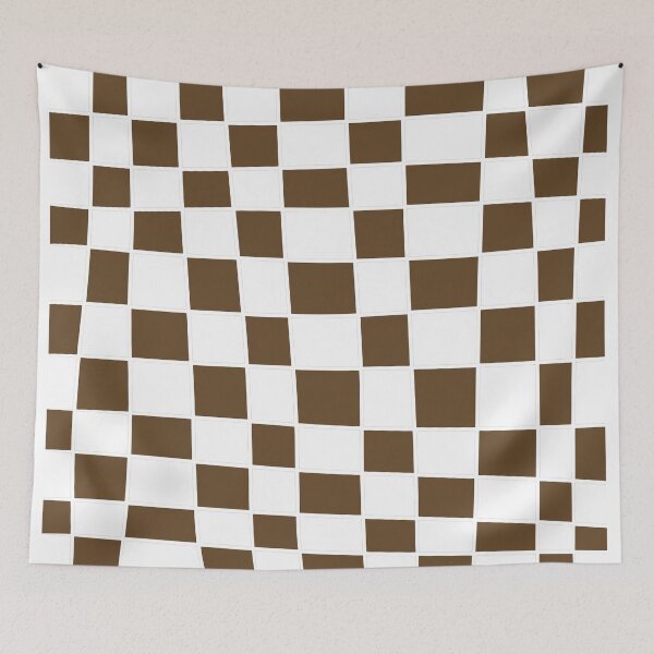 Item preview, estampado de cuadrados irregulares en blanco y café  designed and sold by ArtKar.