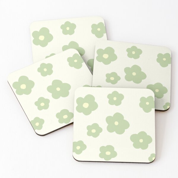 Item preview, patrón de flores verdes en fondo beige designed and sold by ArtKar.