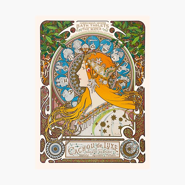 Artikel-Vorschau von Zodiac (Erste Version), von Alphonse Mucha (1896) HIGH DEFINITION, designt und verkauft von MINDTHECHERRY.
