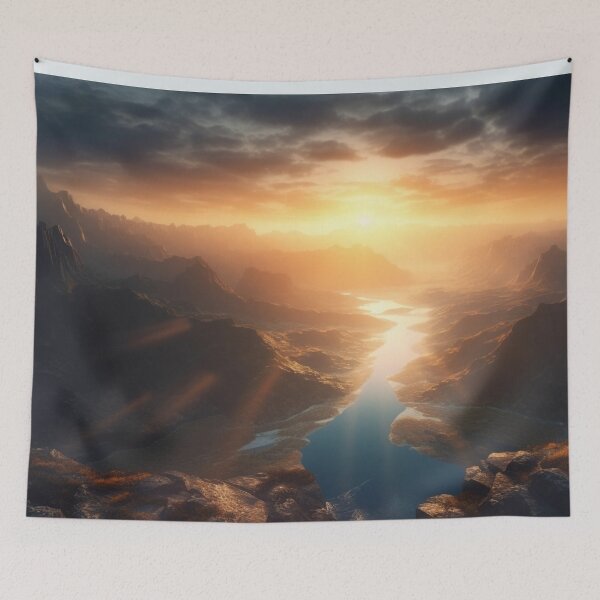 Item preview, Panoramic Art Stunning Sunrise Over Mountains Landscapes Oil Painting A558-42 designed and sold by MPCFICTION.