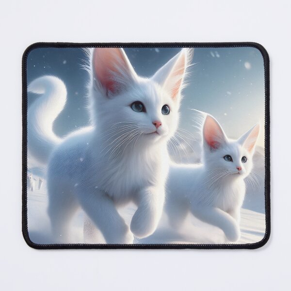 Item preview, White cats with long ears running in snow designed and sold by neonbubblez3.