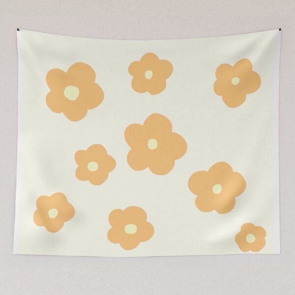 Item preview, patrón de flores naranja en fondo beige designed and sold by ArtKar.