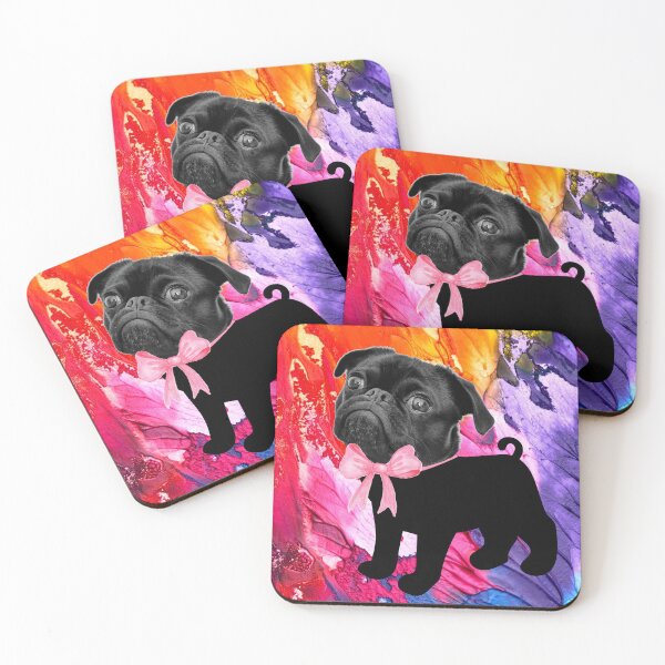 Item preview, Pug in pink bow abstract designed and sold by GasconyPassion.