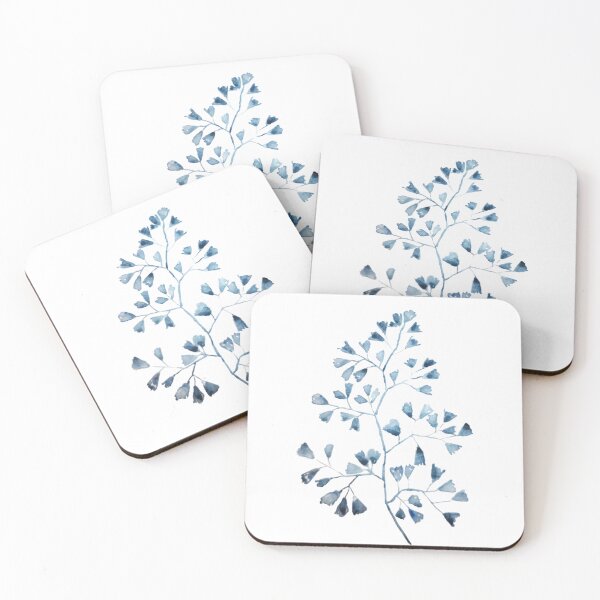 Item preview, 1 indigo maiden hair leaf watercolor hand painted designed and sold by ColorandColor.