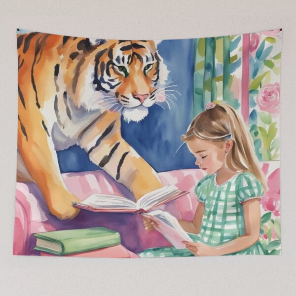 Item preview, When tiger ate my homework, whimsical kids art designed and sold by SophieClimaArt.