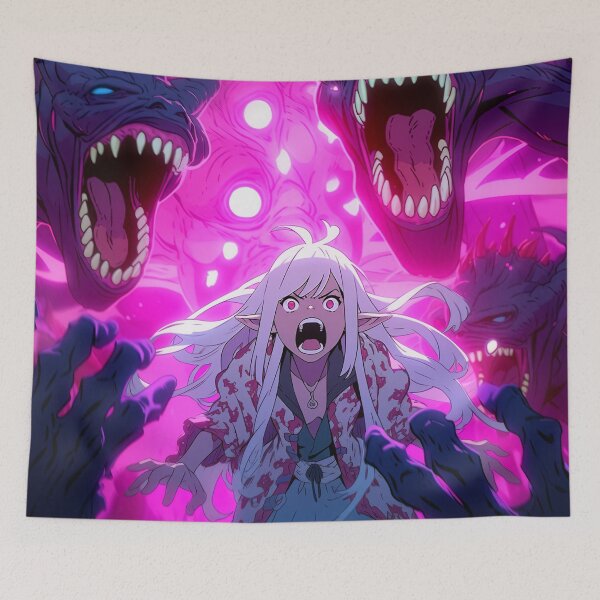 Item preview, Epic Fantasy Horror Monster Battle Anime Girl designed and sold by bubblegoth.