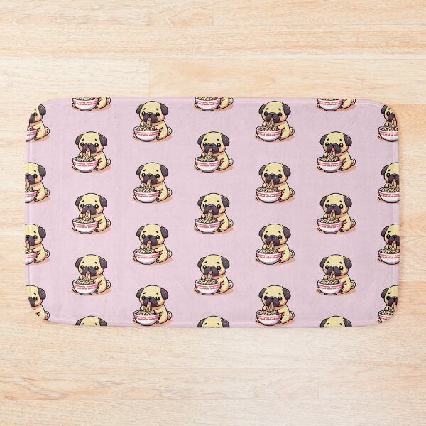 Item preview, Kawaii Pug Dog eating Ramen / Noodles designed and sold by Seneku-Design.