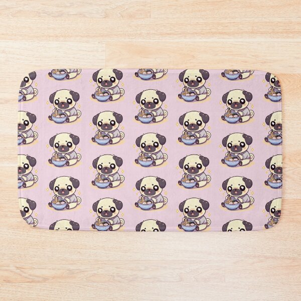 Item preview, Kawaii Pug Dog eating Ramen / Noodles designed and sold by Seneku-Design.