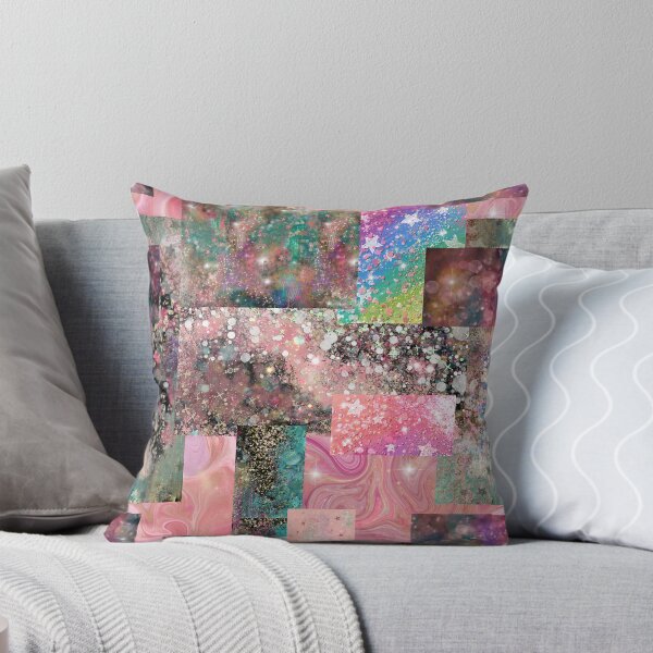 Item preview, Galaxy Scrap Quilt Abstract Art Collage No. 4, Pink Purple Stars designed and sold by Kristi Duggins.