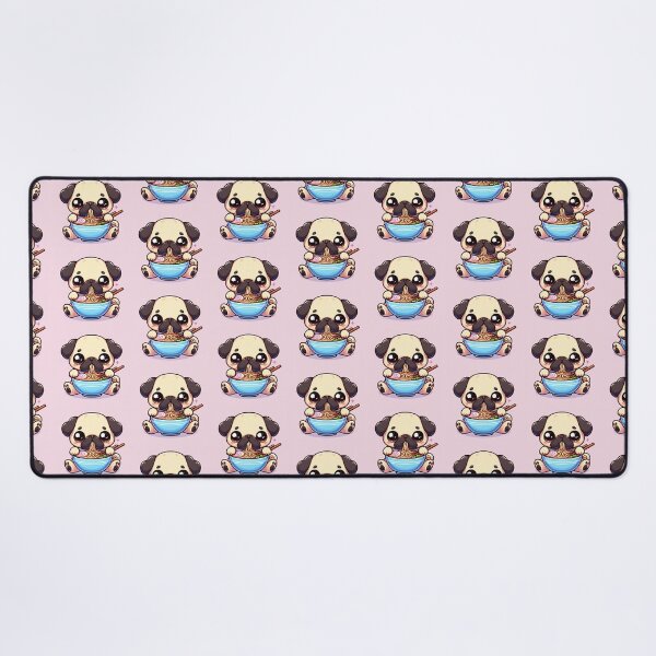 Item preview, Kawaii Pug Dog eating Ramen / Noodles designed and sold by Seneku-Design.
