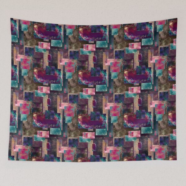 Item preview, Galaxy Scrap Quilt Abstract Art Collage No. 3, Purple Pink Teal designed and sold by Kristi Duggins.