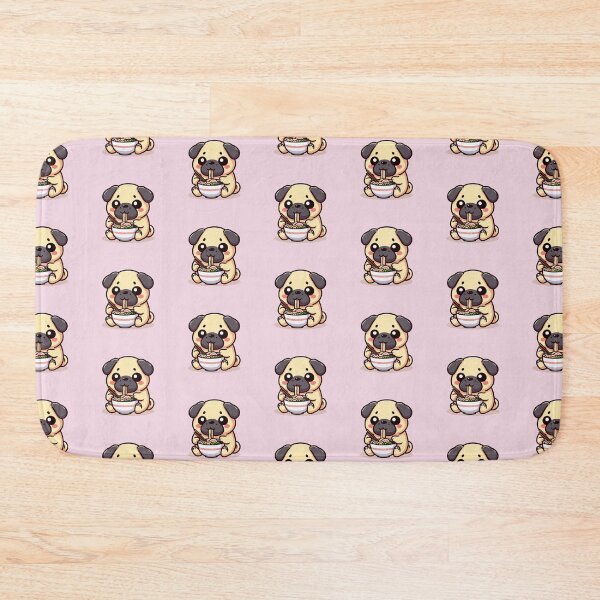 Item preview, Kawaii Pug Dog eating Ramen / Noodles designed and sold by Seneku-Design.