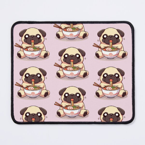 Item preview, Kawaii Pug Dog eating Ramen / Noodles designed and sold by Seneku-Design.