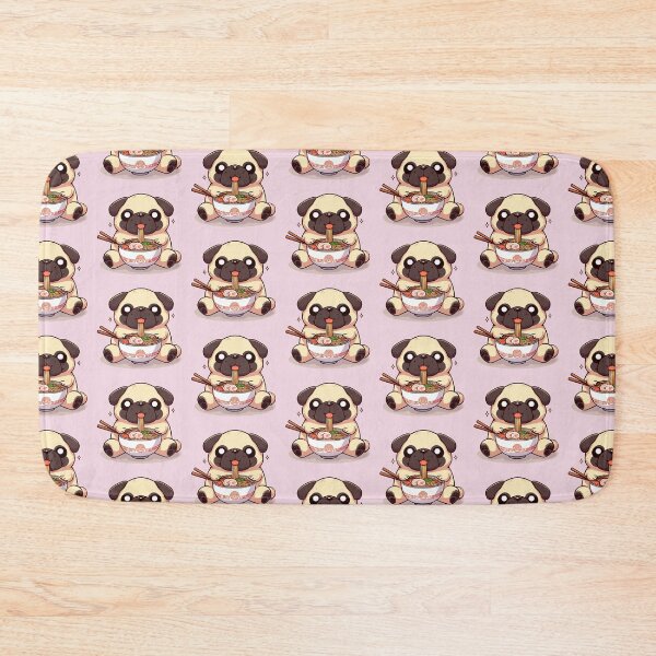 Item preview, Kawaii Pug Dog eating Ramen / Noodles designed and sold by Seneku-Design.