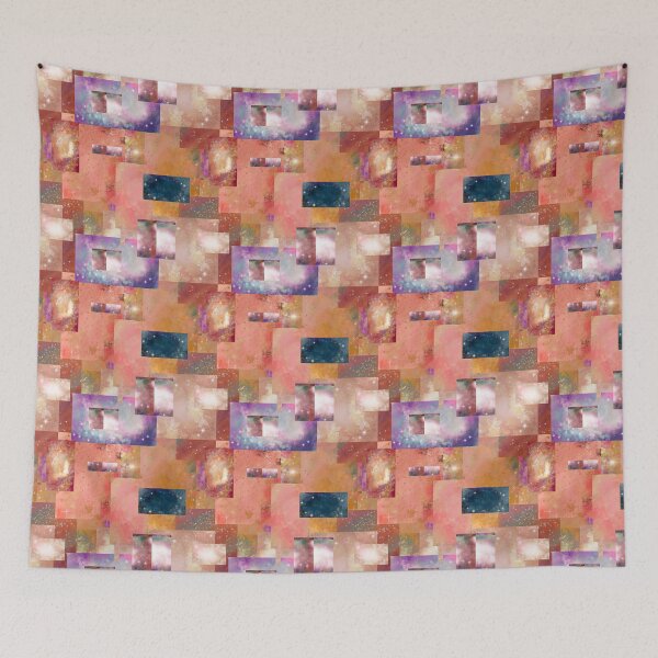 Item preview, Galaxy Scrap Quilt Abstract Art Collage No. 2, Orange Pink Purple  designed and sold by Kristi Duggins.