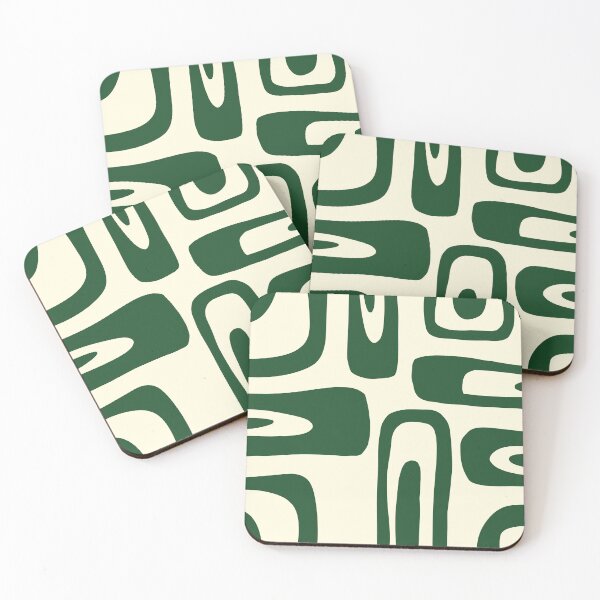 Item preview, patrón de formas irregulares color verde en fondo beige designed and sold by ArtKar.