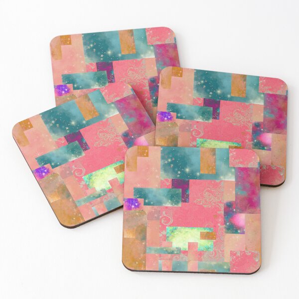 Item preview, Galaxy Scrap Quilt Abstract Art Collage No. 1, Pink Purple Teal designed and sold by Kristi Duggins.