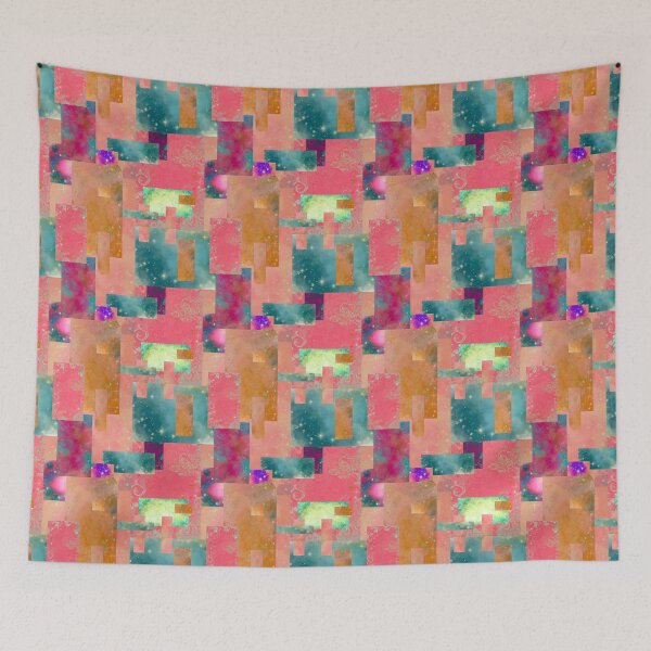 Item preview, Galaxy Scrap Quilt Abstract Art Collage No. 1, Pink Purple Teal designed and sold by Kristi Duggins.