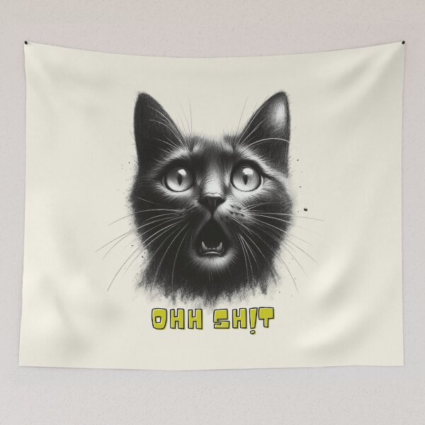 Item preview, Astonished Black Cat Expression Art designed and sold by RuyaFab.