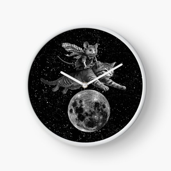 True Moon Love – Maus die auf einer Katze reitet Uhr