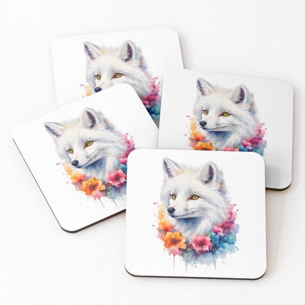 Item preview, Watercolor Floral Beautiful Arctic Fox Portrait designed and sold by anyasevchenko.