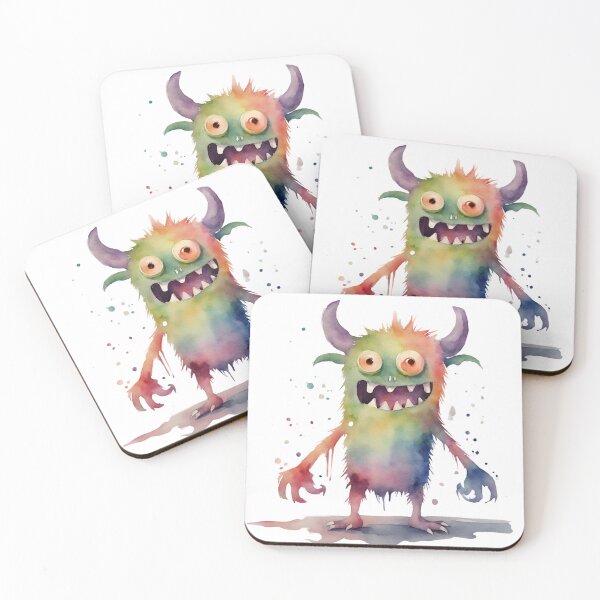 Item preview, Watercolor Friendly Monster 9 designed and sold by FlutterByH.