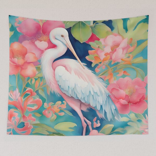 Item preview, Chinoiserie heron watercolor designed and sold by SophieClimaArt.