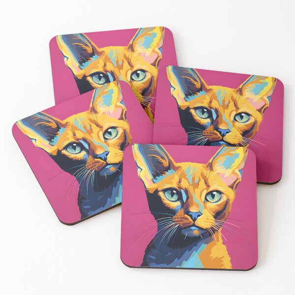 Item preview, Abyssinian cat portrait art. animal colorful. Animal throw pillow.  designed and sold by formform.