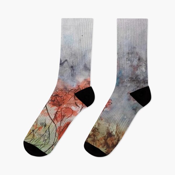 Item preview, Abstract poppies watercolor painted by Joanna Bazan designed and sold by BazankiArt.