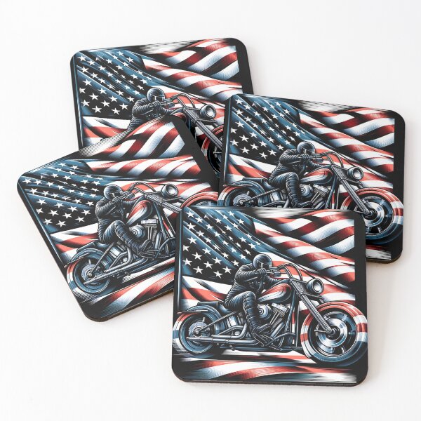 Item preview, American rider an a chopper with American flag designed and sold by Red, White & Blue Glory.