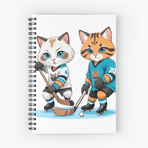 Item preview, Two Cute Cats  are playing hockey  designed and sold by chathai.