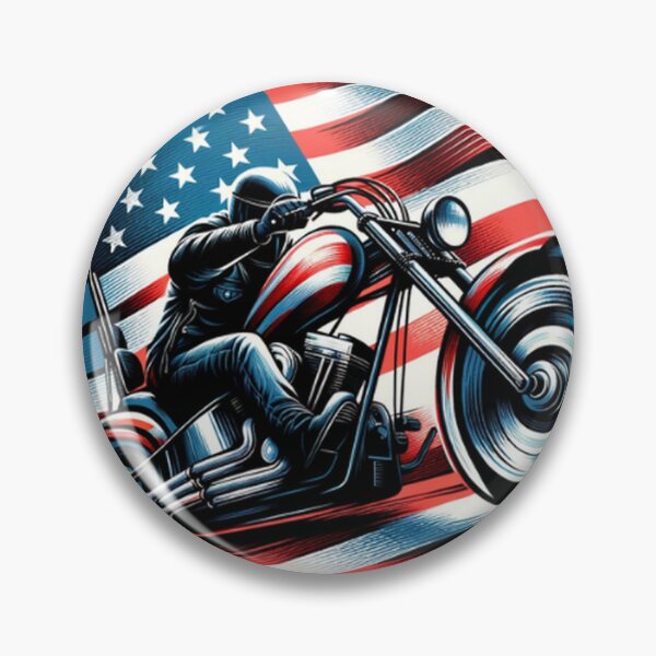 Item preview, American rider an a chopper with American flag  designed and sold by Red, White & Blue Glory.