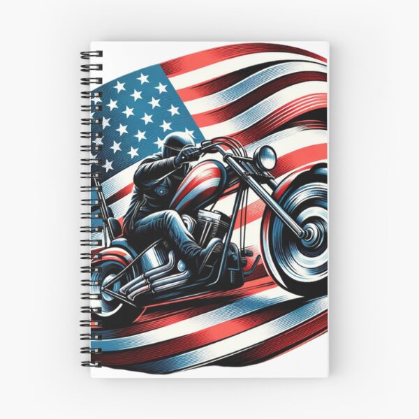 Item preview, American rider an a chopper with American flag  designed and sold by Red, White & Blue Glory.