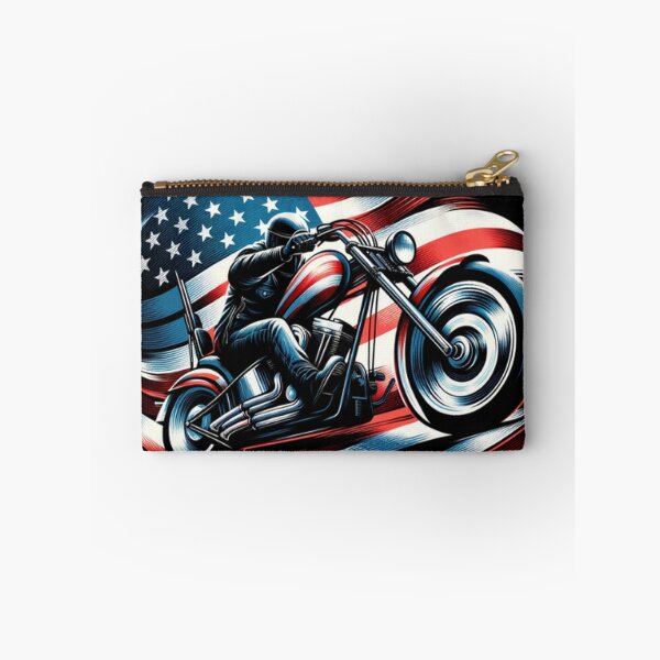 Item preview, American rider an a chopper with American flag  designed and sold by Red, White & Blue Glory.