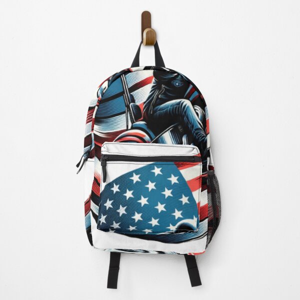 Item preview, American rider an a chopper with American flag designed and sold by Red, White & Blue Glory.