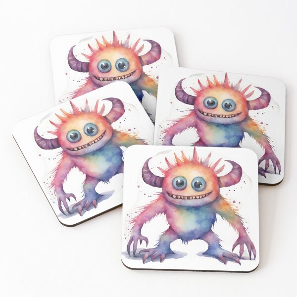 Item preview, Watercolor Friendly Monster 17 designed and sold by FlutterByH.
