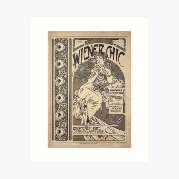 Aperçu de l'œuvre Wiener Chic, d'Alphonse Mucha. HAUTE DÉFINITION créée et vendue par MINDTHECHERRY.
