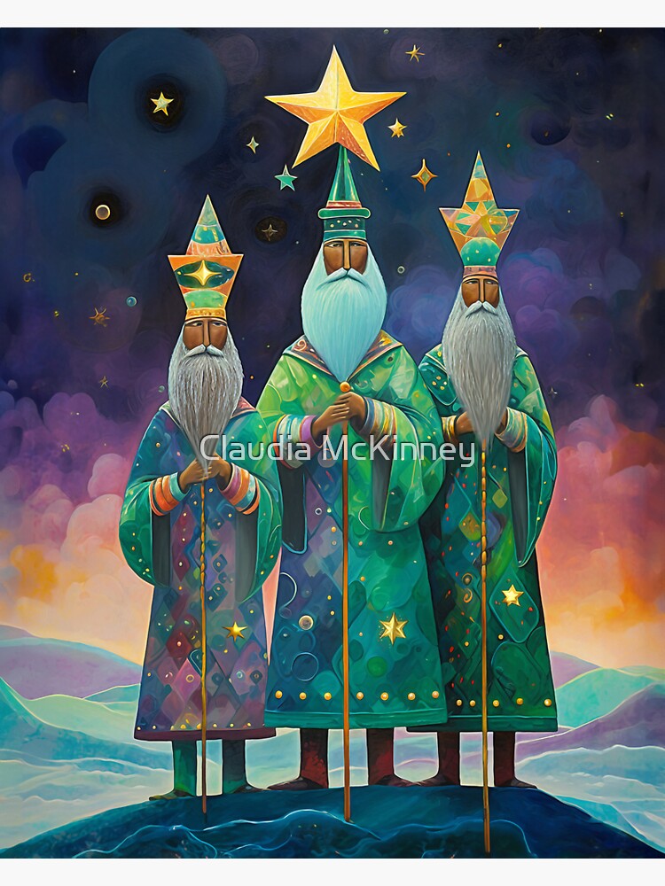 Thumbnail 3 of 3, Sticker, Journey of the Three Kings: A Vibrant Epiphany Celebration designed and sold by phatpuppyart.