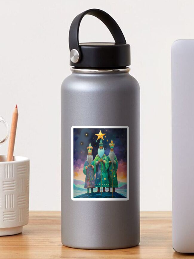 Thumbnail 1 of 3, Sticker, Journey of the Three Kings: A Vibrant Epiphany Celebration designed and sold by phatpuppyart.