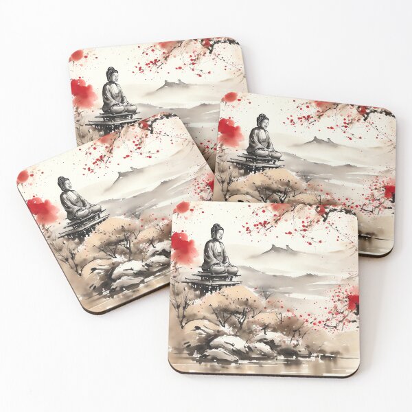 Item preview, Buddha statue on wooden support designed and sold by Pixeledfox.