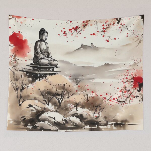 Item preview, Buddha statue on wooden support designed and sold by Pixeledfox.