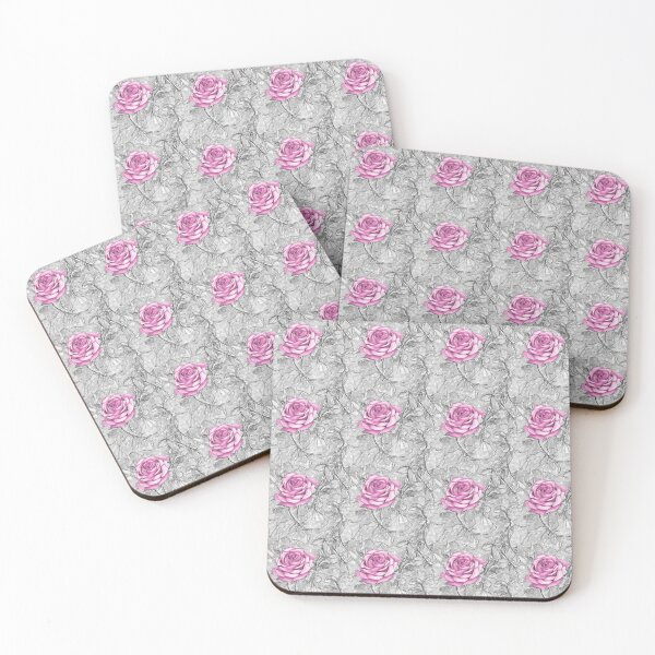 Item preview, Large Pink Rose Silver Floral Seamless Pattern  designed and sold by PaxtonProjects.