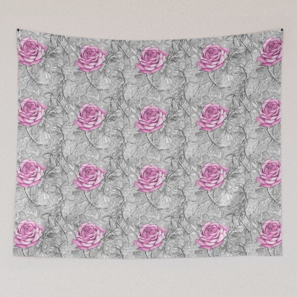 Item preview, Large Pink Rose Silver Floral Seamless Pattern  designed and sold by PaxtonProjects.